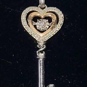 Jane Seymour Open Heart Key Rhythm Necklace Sterling Silver & 10K Rose Gold